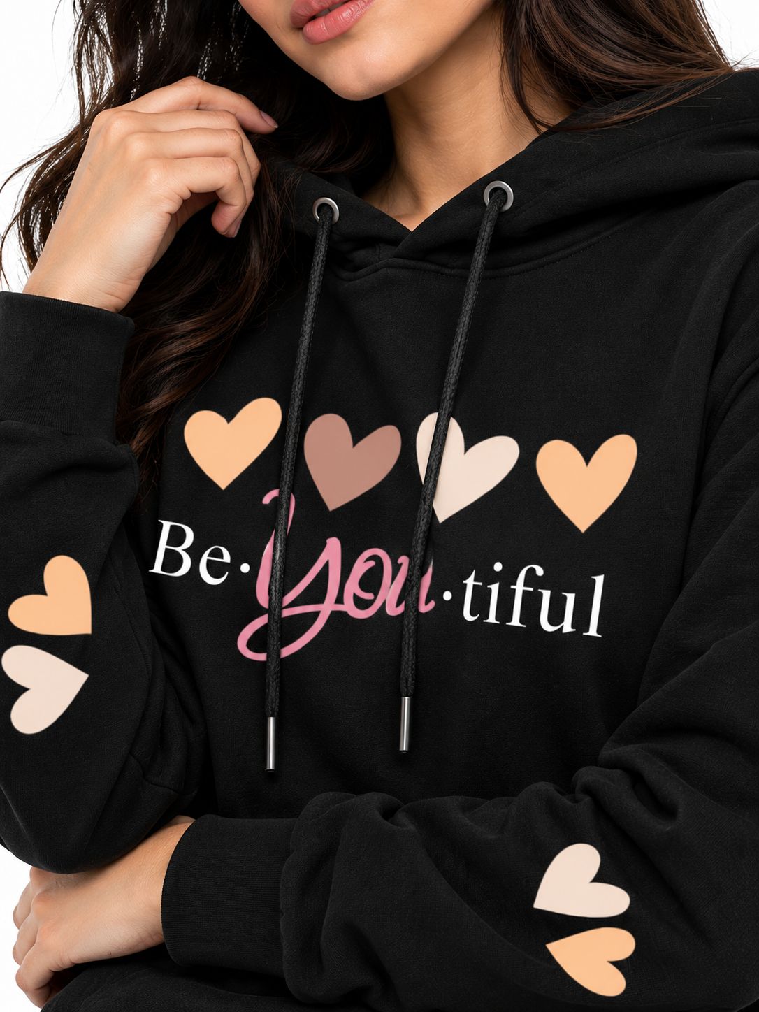 Hoodie Unisex Be-YOU-tiful Black Hearts