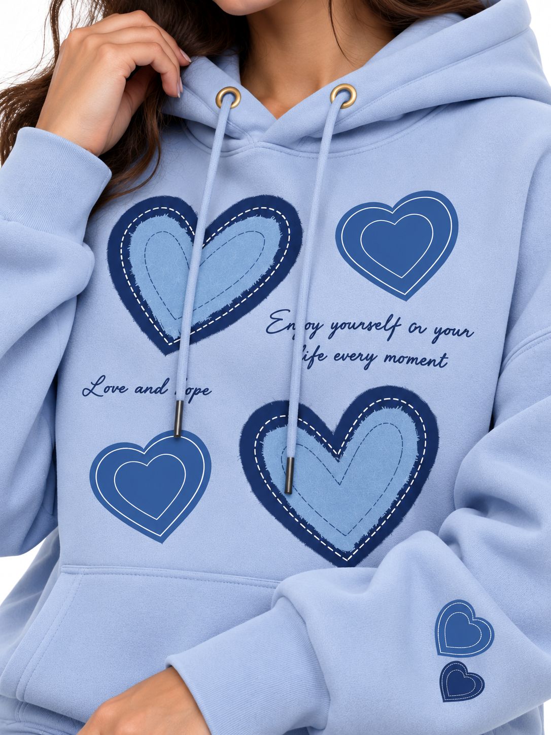Hoodie Hearts Light Blue