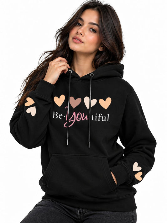 Hoodie Unisex Be-YOU-tiful Black Hearts
