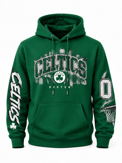 Fotografía frontal de producto hoodie verde Boston Celtics sin modelo