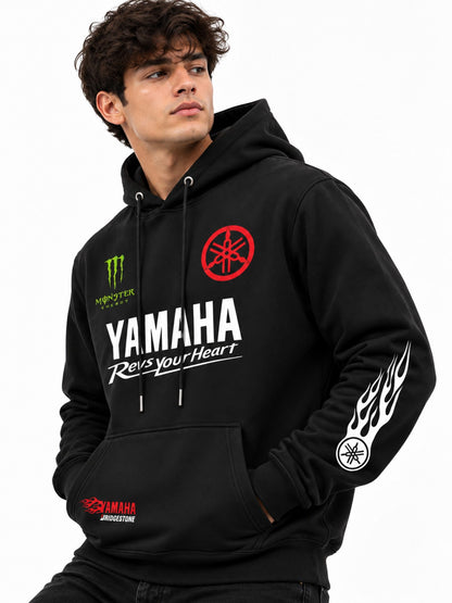 Hoodie Yamaha Monster Racing negro hombre vista frontal