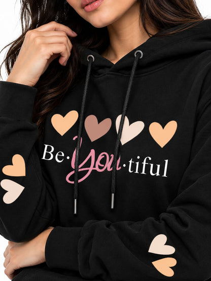 Hoodie Unisex Be-YOU-tiful Black Hearts