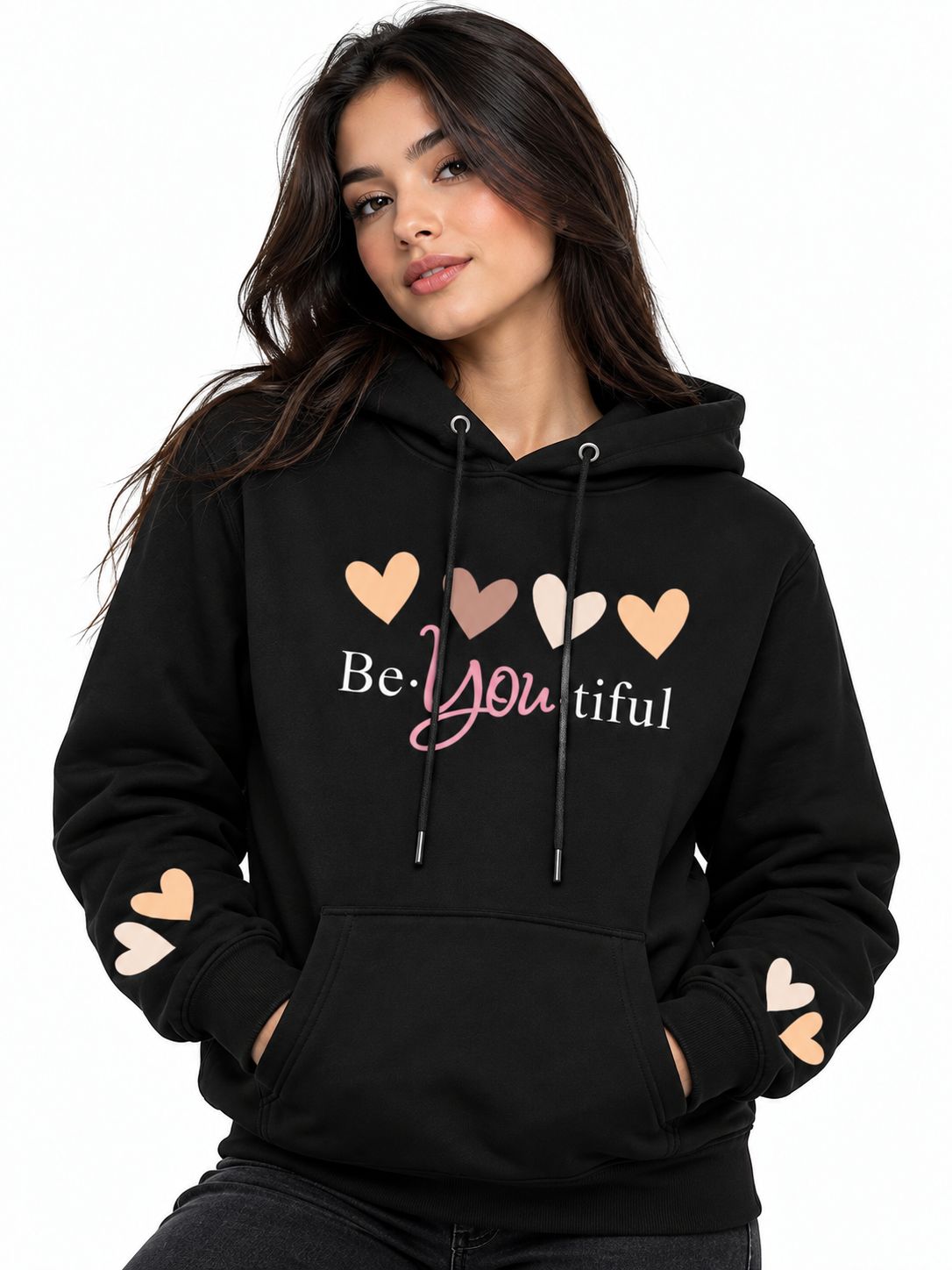 Hoodie Unisex Be-YOU-tiful Black Hearts